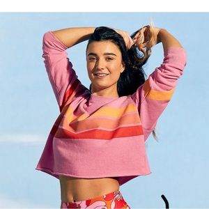 Aerie Pink Vintage Stripe Sweatshirt